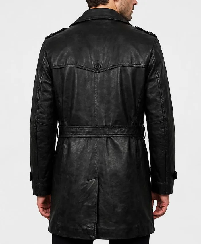 Motor City Pablo Schreiber Black Leather Coat Men