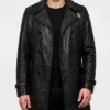 Motor City Pablo Schreiber Black Leather Coat Mens