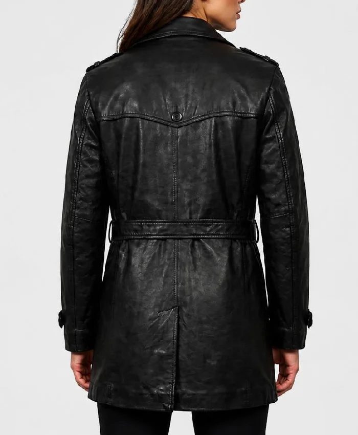 Motor City Pablo Schreiber Black Leather Coat Women