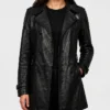 Motor City Pablo Schreiber Black Leather Coat Womens