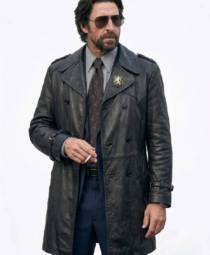 Motor City Pablo Schreiber Black Leather Coat