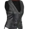 Motorcycle Black Biker Genuine Leather Vest