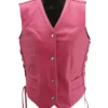 Motorcycle Hot Pink Side Laces Leather Biker Vest