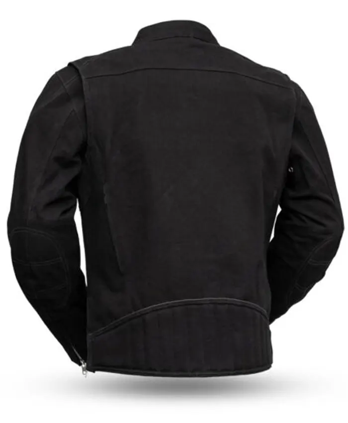 Motorcycle Qualifier Canvas Leather Black Jacket