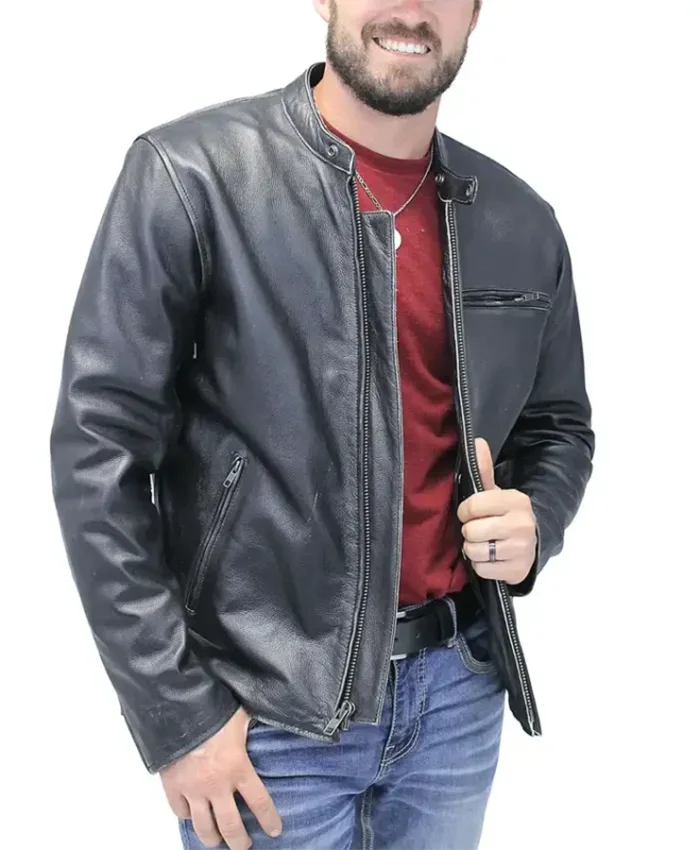 Motorcycle Vintage Black Leather Jacket