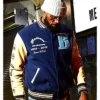 Motown Records LeBron James Blue And Beige Wool Varsity Jacket For Unisex