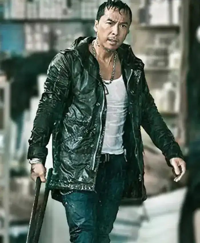 Movie John Wick Chapter 4 Donnie Yen Black Leather Jacket