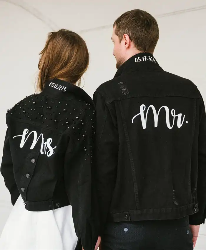 Mr And Mrs Valentine Couple Black Trucker Jackets