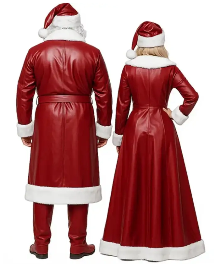 Mr And Mrs Santa Claus Red Leather Costume