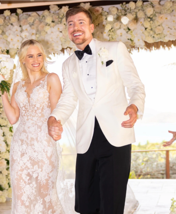 MrBeast Wedding White Suiting Blazer