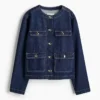 Ms Collarless Denim Jacket