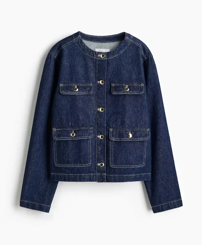 Ms Collarless Denim Jacket