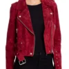 Murder In A Small Town S2 Red Suede Biker Jacket