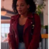 Murder In A Small Town Season 2 Red Suede Leather Biker Jacket