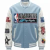 NBA All Star 2026 Los Angeles Wool And Leather Light Blue Varsity Jacket