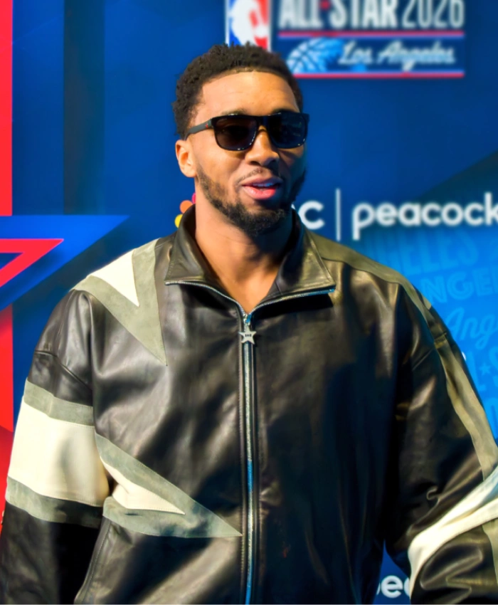 NBA All Star Game 2026 Donovan Mitchell Black Leather Jacket