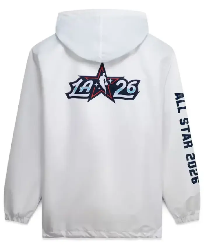 NBA All Star Game 2026 White Full Snap Hooded Jacket