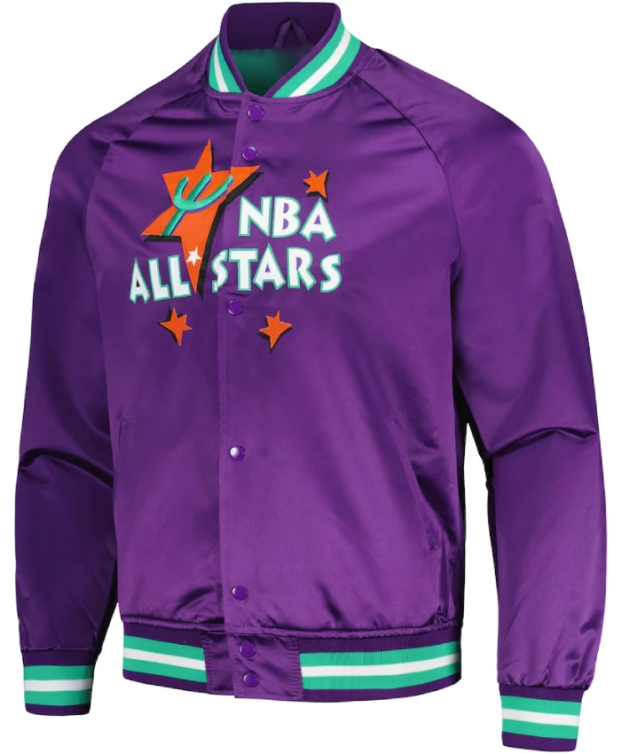 NBA All Star Game Hardwood Classics 1995 Throwback Full Snap Purple Jacket