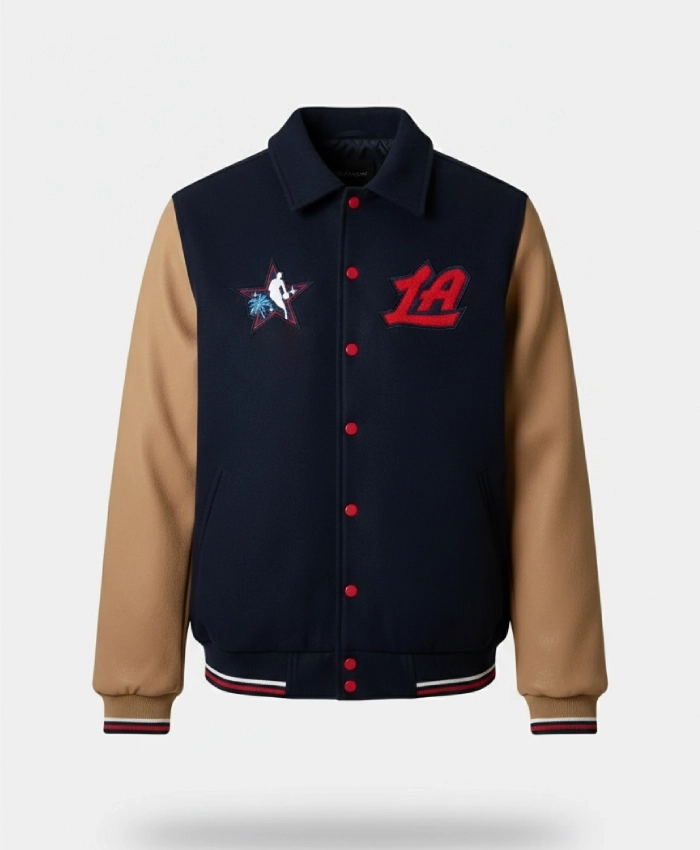 NBA All Star Game Los Angeles Blue And Tan Wool Varsity Jacket