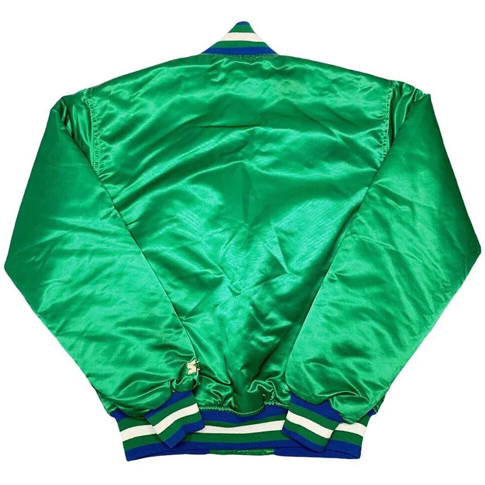 NBA Dallas Mavericks Green Satin Jacket Back