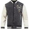 NBA Milwaukee Bucks Rebel Athletics Denim Varsity Jacket