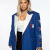 NBA Savannah James Philadelphia 76ers Double Breasted Blue Blazer Sale