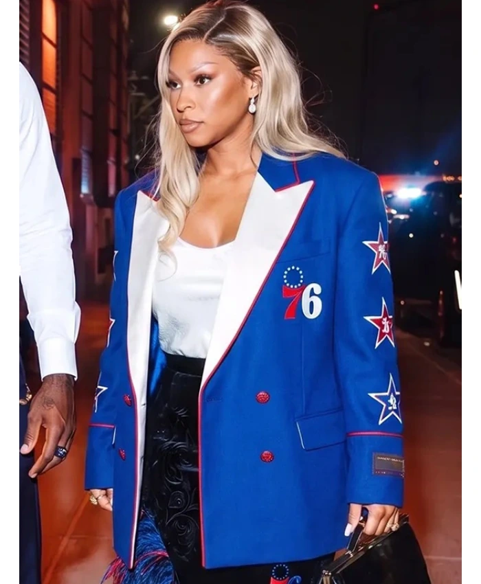NBA Savannah James Philadelphia 76ers Double Breasted Blue Blazer