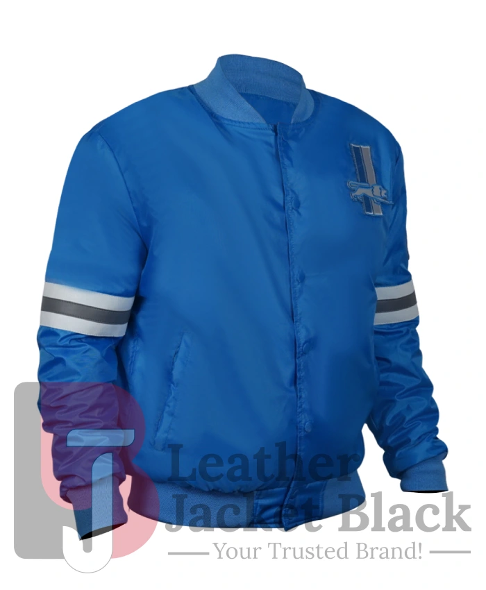 NFL Detroit Lions 80s Sky Varsity Jacket Blue