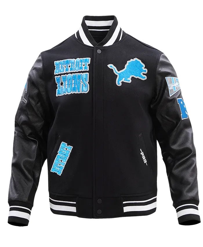 NFL Detroit Lions Retro Classic Black Varsity Jacket