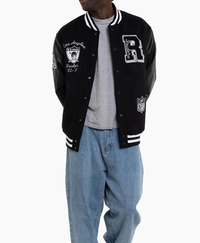 NFL Los Angeles Raiders World Champs Black Varsity Jacket