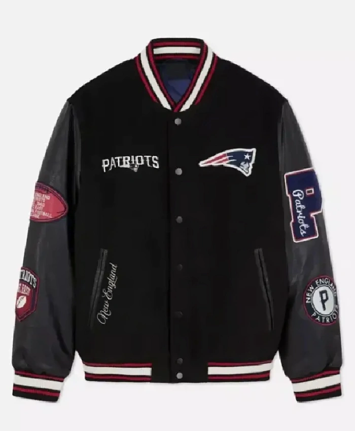 NFL New England Patriots Black Varsity Letterman Jacket