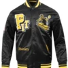 NFL Pittsburgh Steelers Rib Black Satin Varsity Jacket