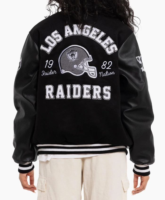 NFL Raiders World Champs Full Snap Black Varsity Jacket 