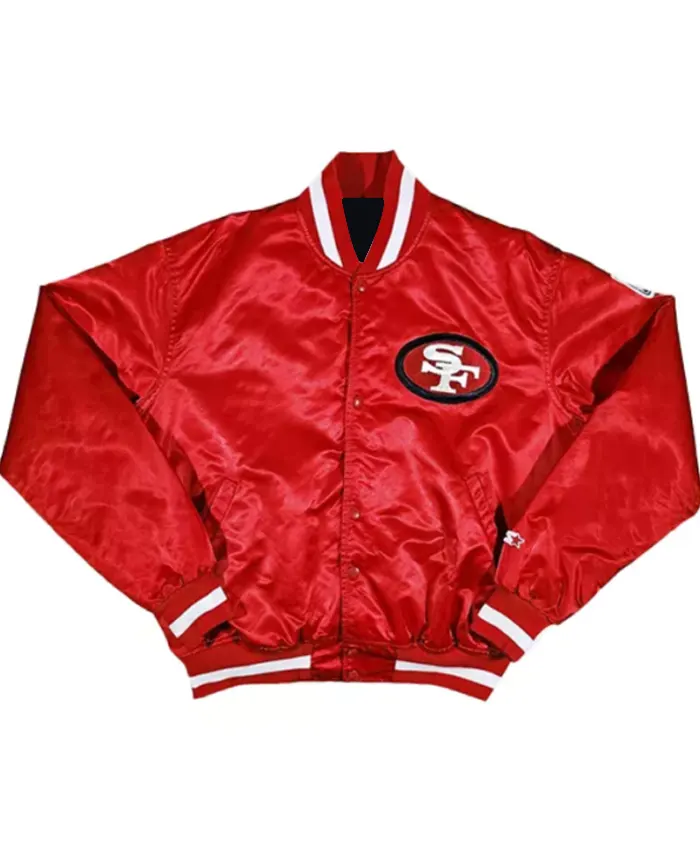 NFL San Francisco 49ers Red Satin Varsity Jacket