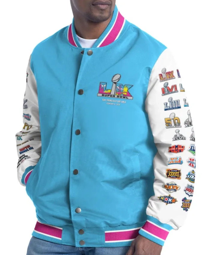 NFL San Francisco Bay Area 2026 All Event Super Bowl LX Blue Bomber Varsity Jacket