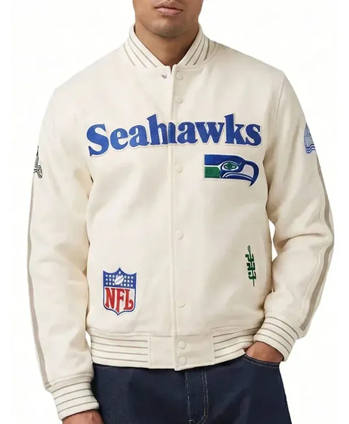 NFL Seattle Seahawks 2026 Cream Wool Jacket