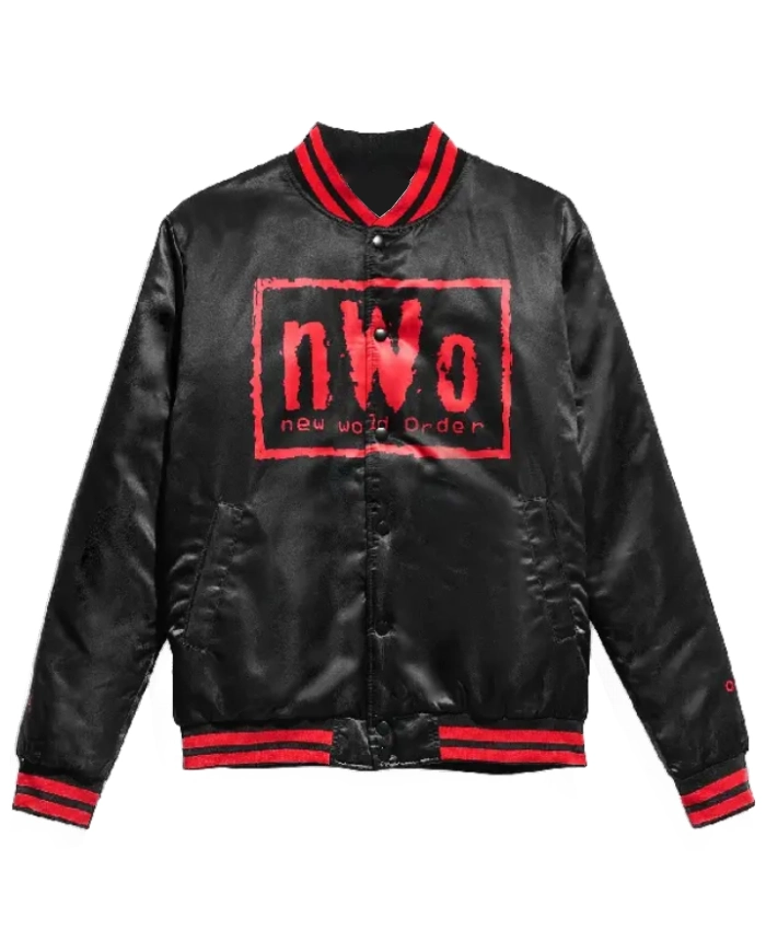 NWO New World Order Black Satin Bomber Jacket