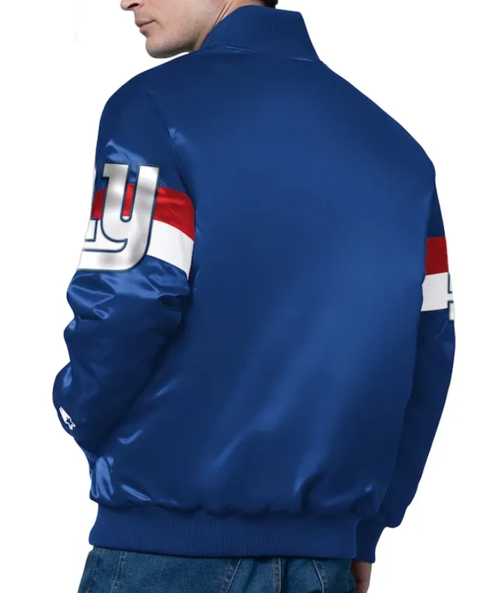 NY Giants Triple Option Varsity Blue Satin Jacket