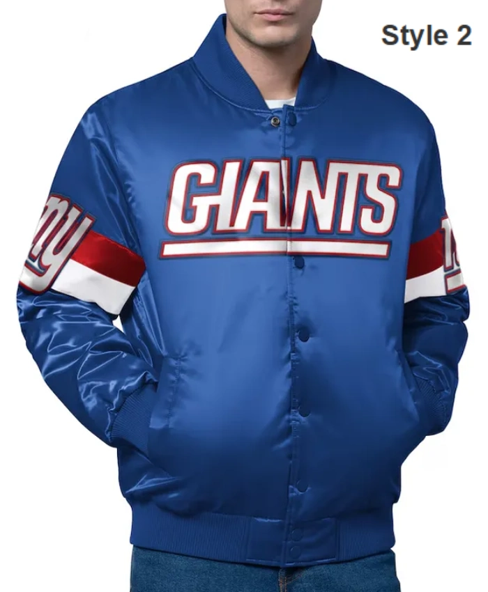 NY Giants Triple Option Varsity Satin Jacket