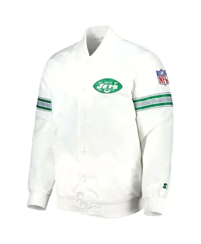 NY Jets The Power Forward White Varsity Jacket