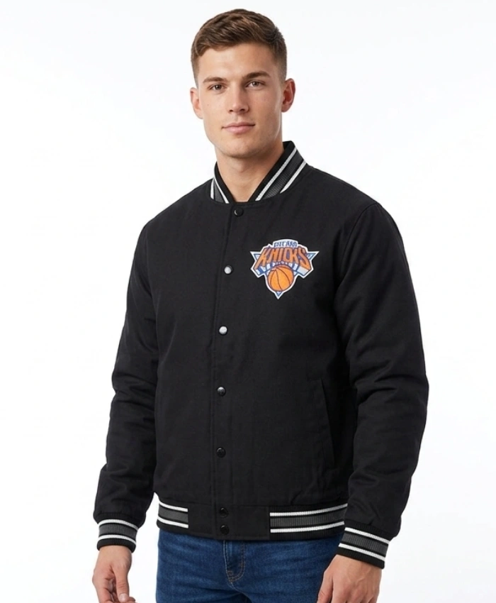 NY Knicks Black Poly Twill Jacket