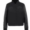 NY Knicks Triple Varsity Wool Leather Jacket In Black