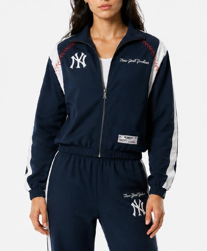 NY Yankees Off-Season x MLB Navy Full-Zip Tracksuit Womens
