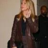 NYC 2025 Eleanor The Great Movie Event Scarlett Johansson Brown Leather Blazer