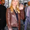 NYC 2025 Eleanor The Great Movie Scarlett Johansson Brown Leather Blazer