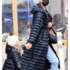 NYC Irina Shayk Black Hooded Coat