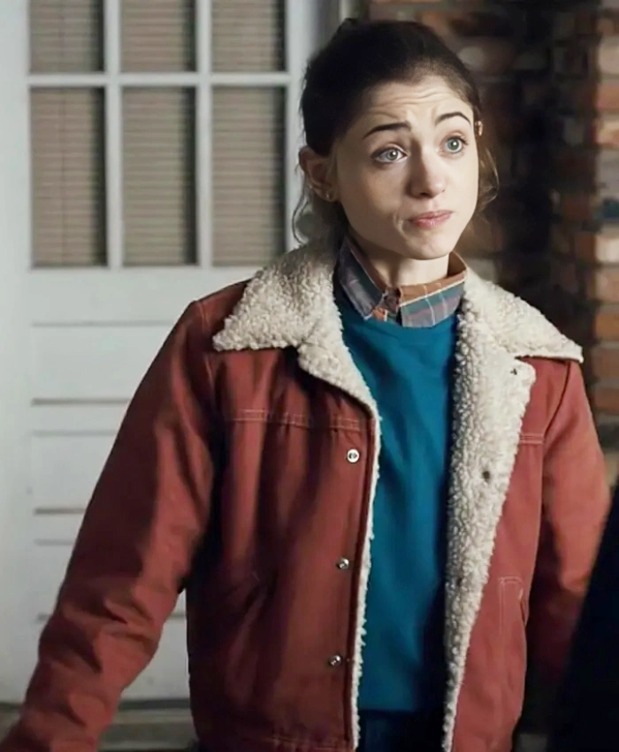 Natalia Dyer Stranger Things Nancy Wheeler Brown Sherpa Fur Jacket