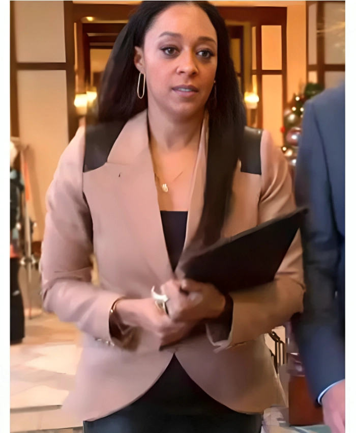 Natasha Burton Movie My Secret Santa 2025 Tia Mowry Brown Blazer