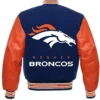 National Football League Denver Broncos Blue And Orange Letterman Varsity Jacket