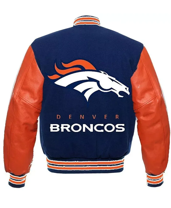 National Football League Denver Broncos Blue And Orange Letterman Varsity Jacket